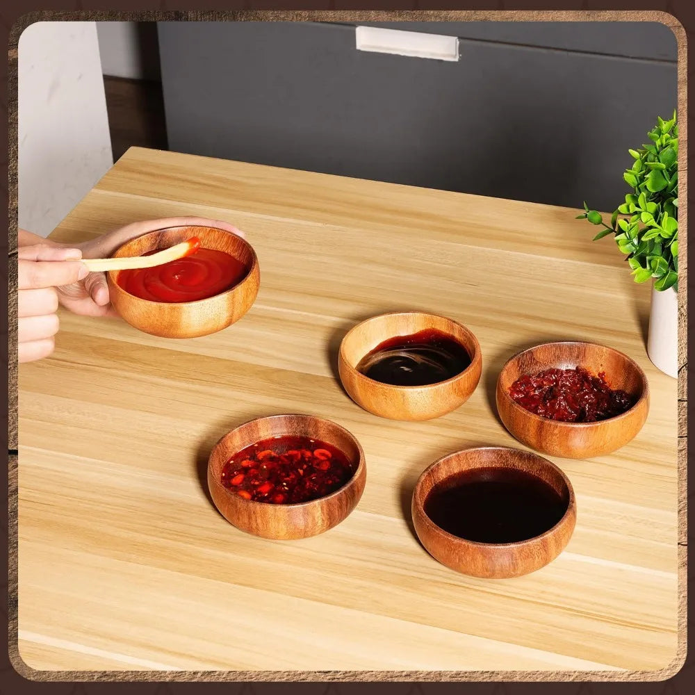 10-Piece Small Acacia Wood Bowls