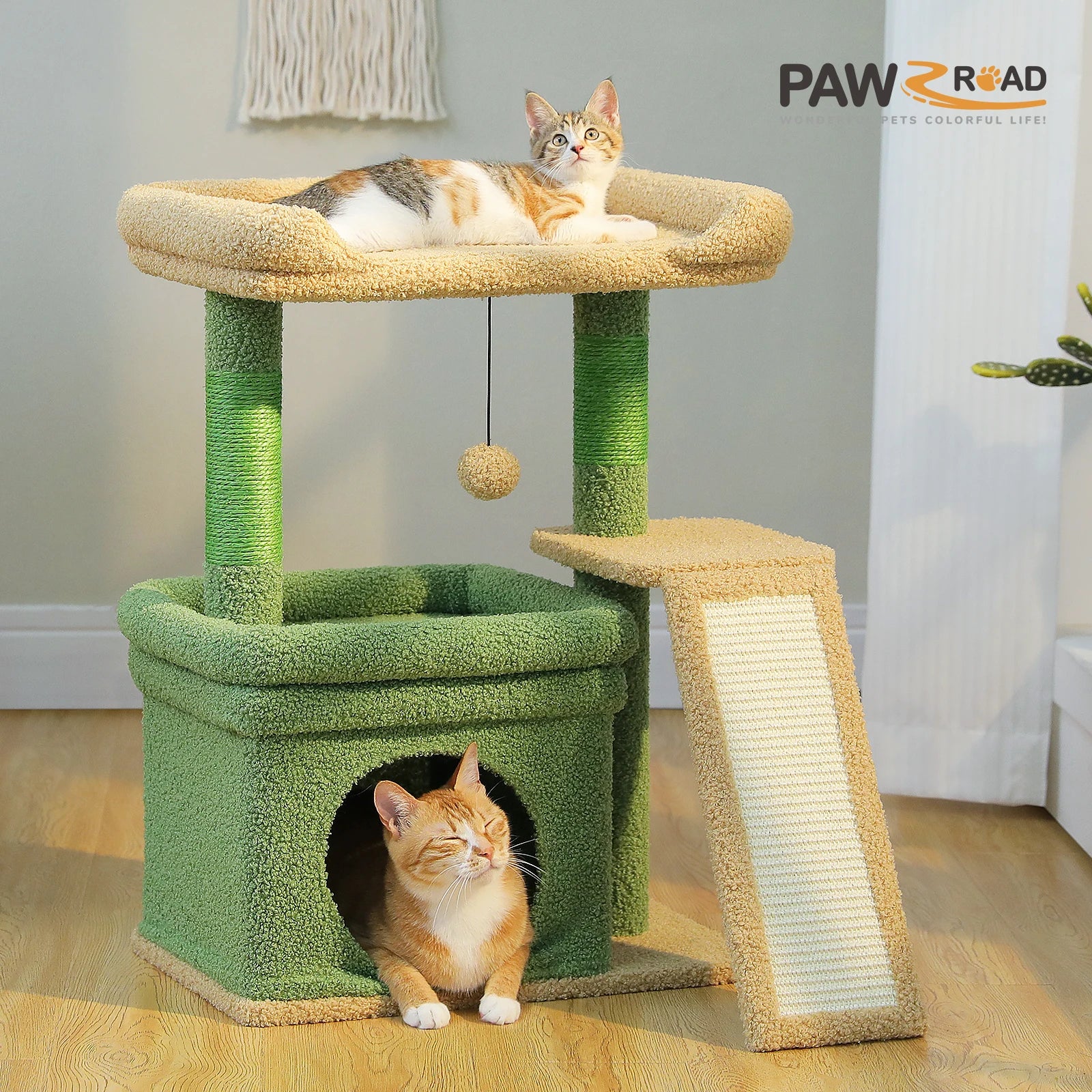 2-level Cat Tower with Sisal Scratching Post and Pad