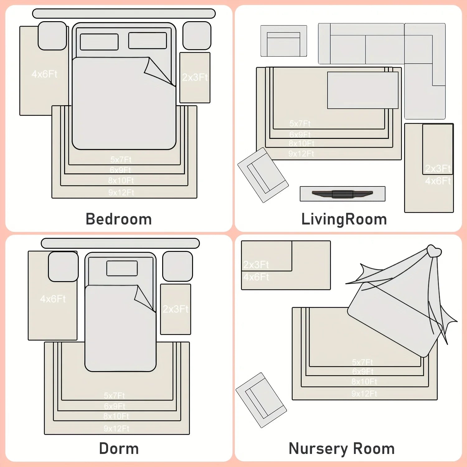 Modern Shag Rug with Non-slip Bottom