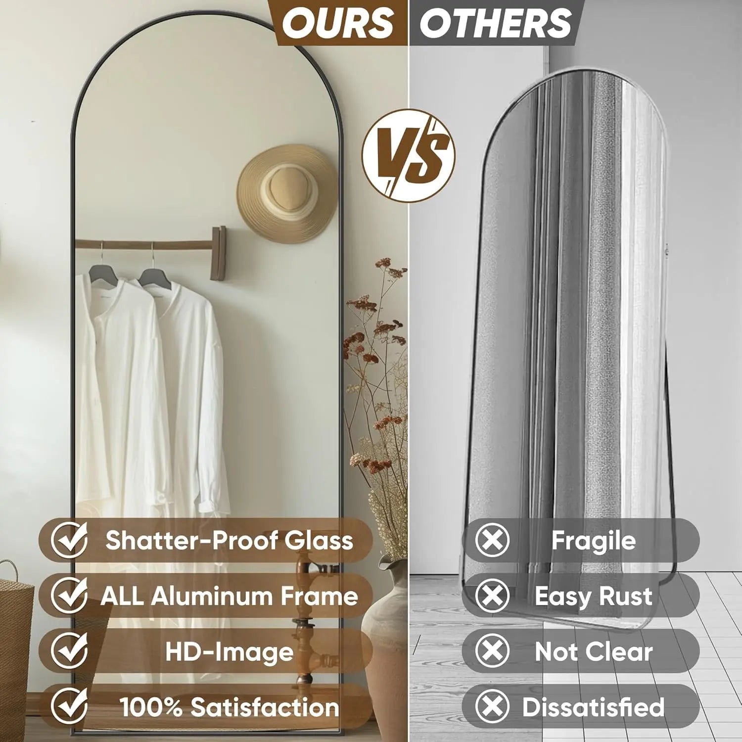 Oversized Full-Length Mirror with Stand