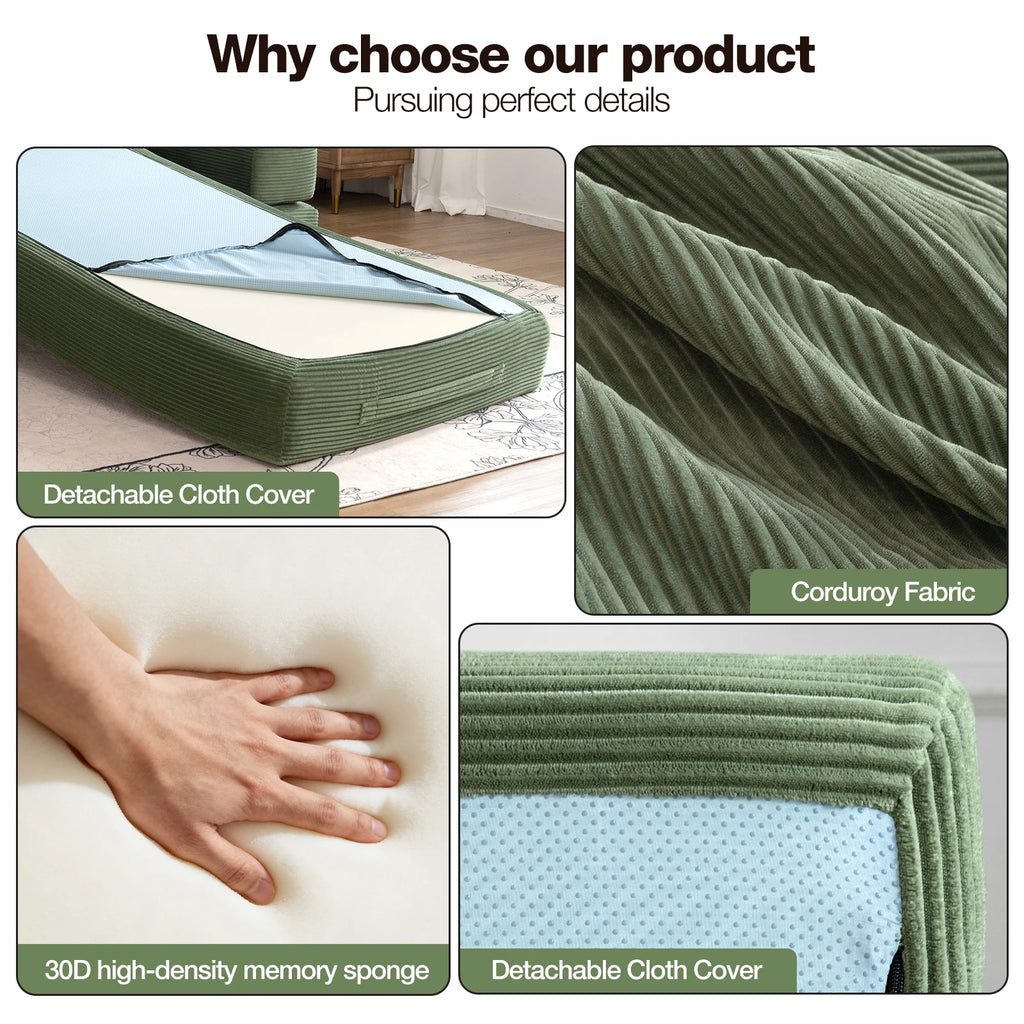 5-in-1 Modular Convertible Sofa Sleeper and Lounger with Structural Frame