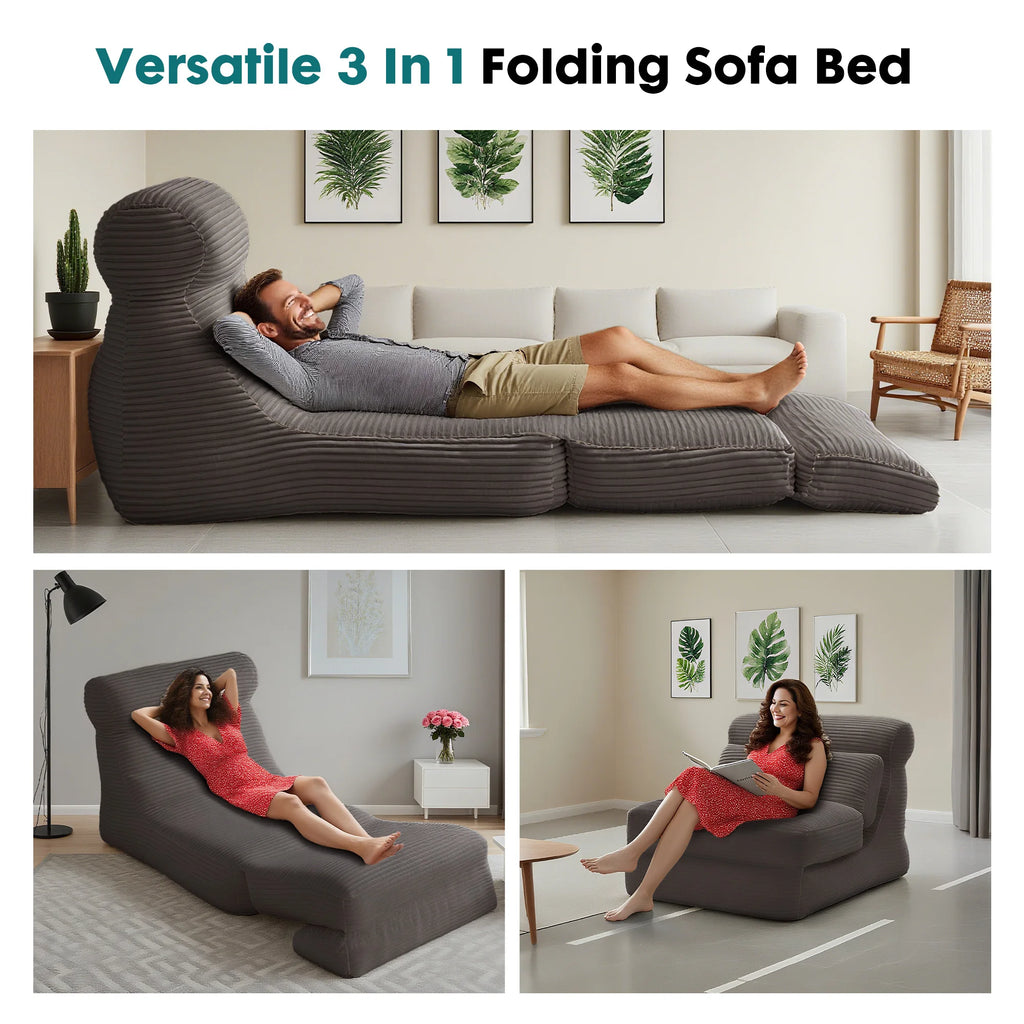 Convertible 3-in-1 Sofa Bed and Comfy Chair with Lumbar Support