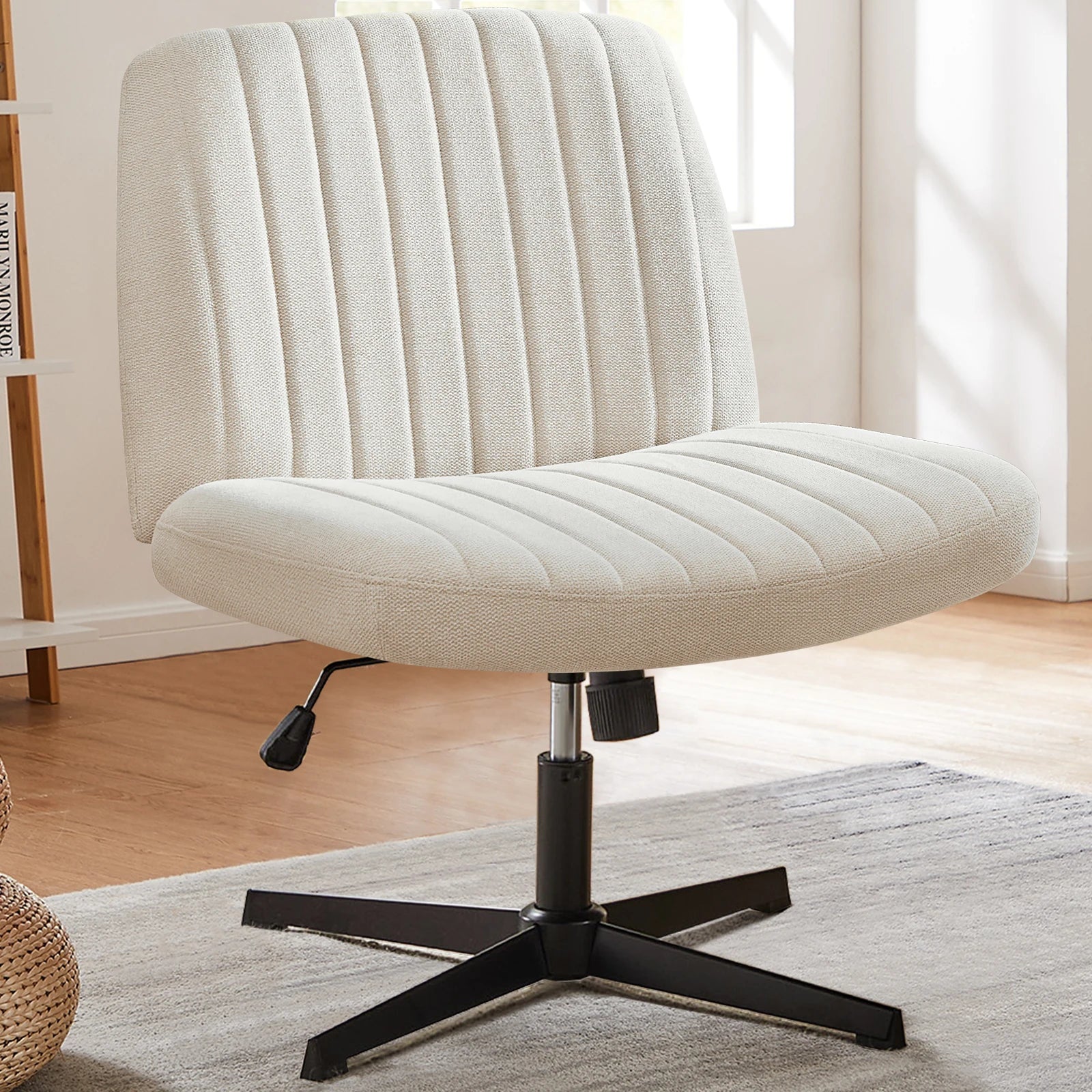 Wide, Adjustable Office Chair with Fabric Seat and Metal base