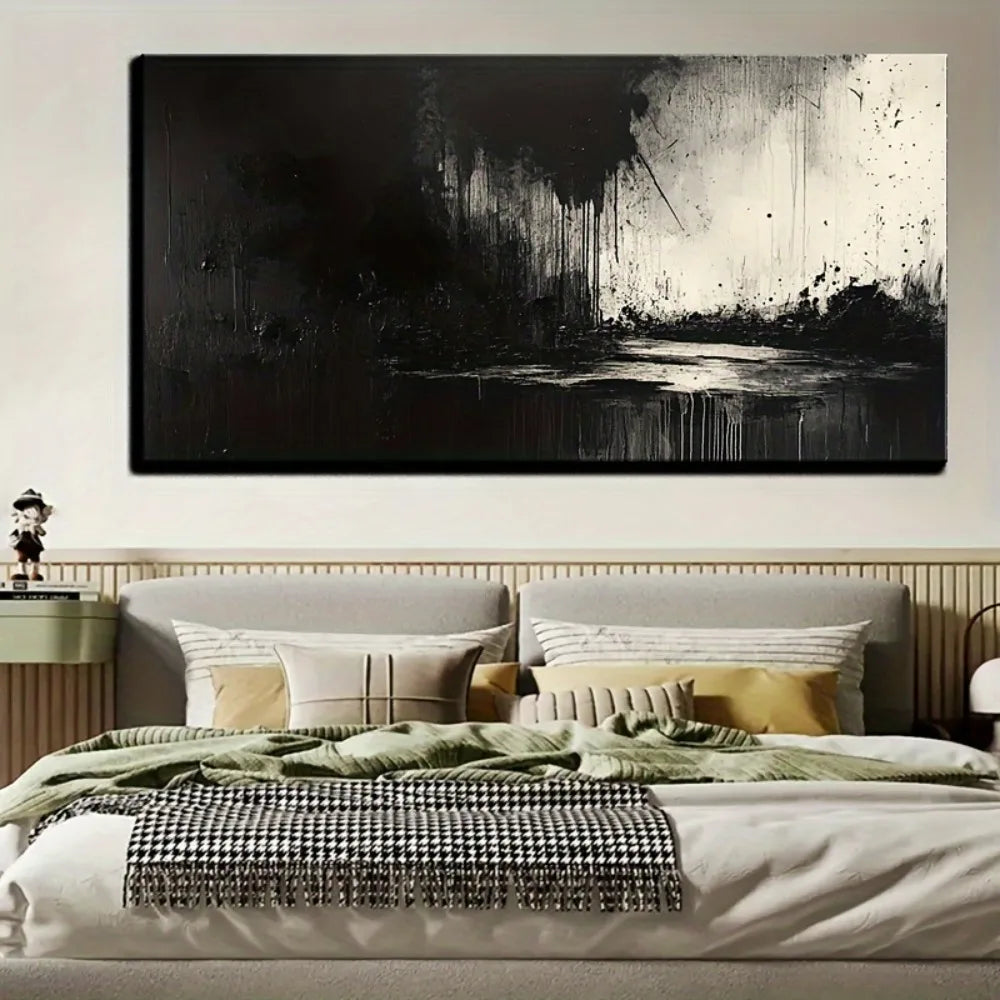 Large Abstract Art on Canvas with Solid Wood Frame
