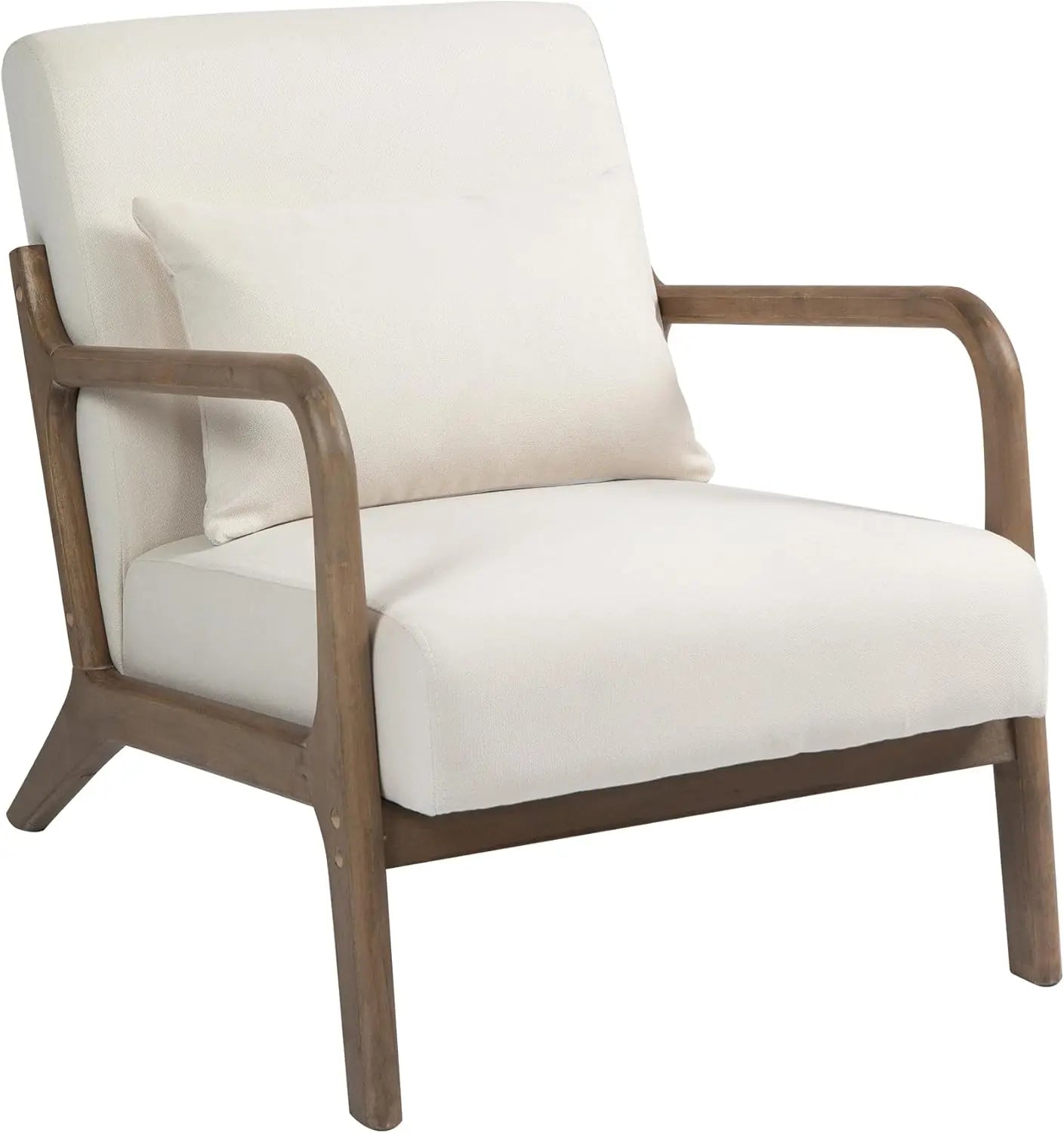 Mid-Century Modern Armchair with Solid Wood Frame and Cushion