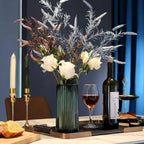 Ribbed Green Glass Vase