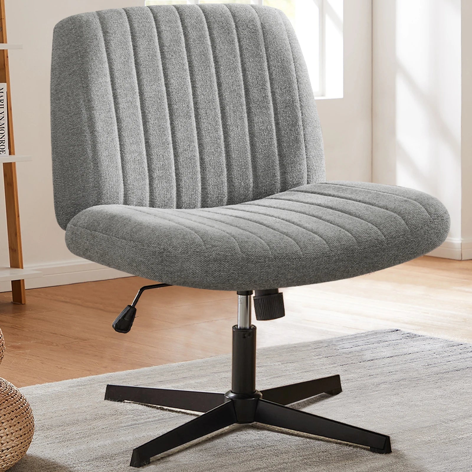 Wide, Adjustable Office Chair with Fabric Seat and Metal base
