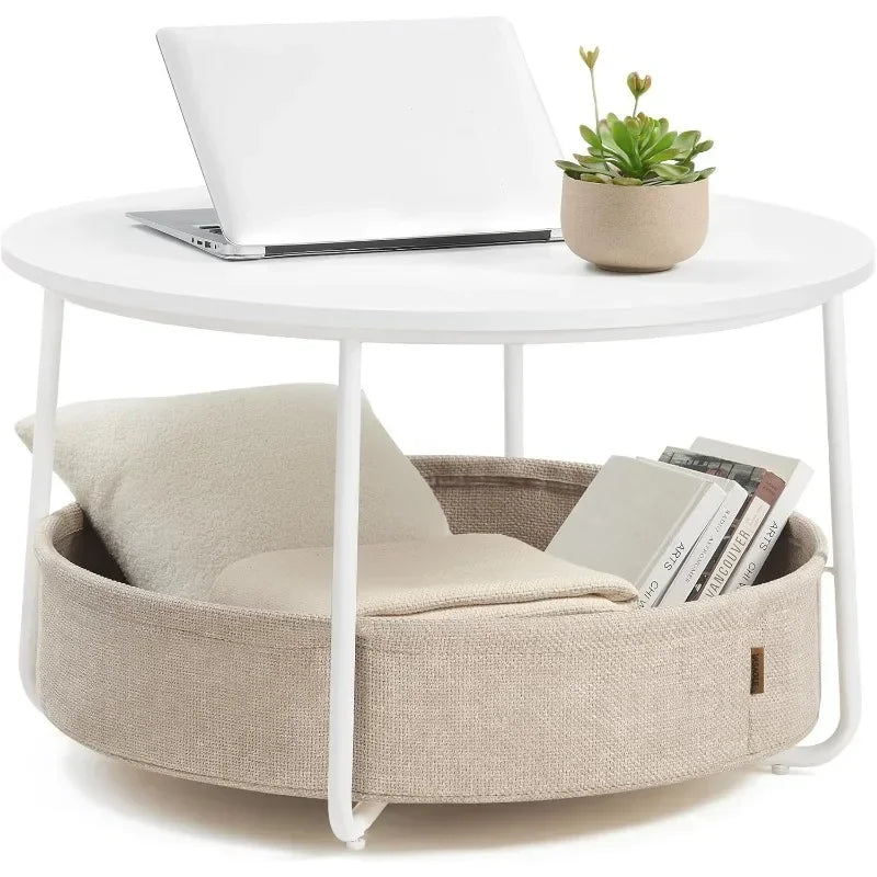 Round Metal Coffee Table with Storage